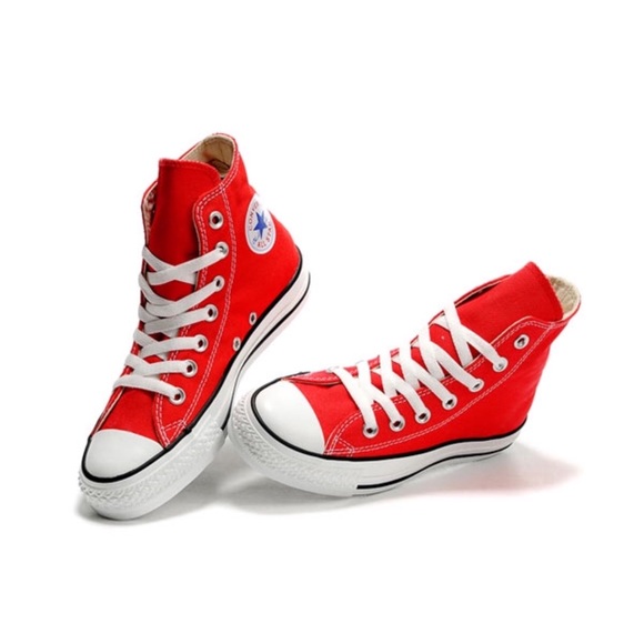 women's red high top converse